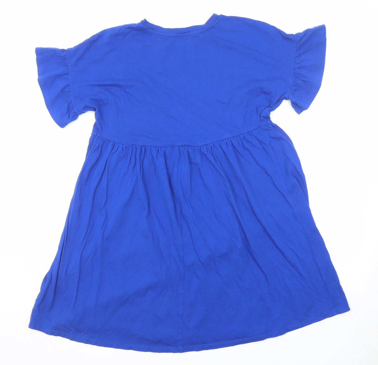 New Look Womens Blue Cotton A-Line Size 10 Round Neck Pullover