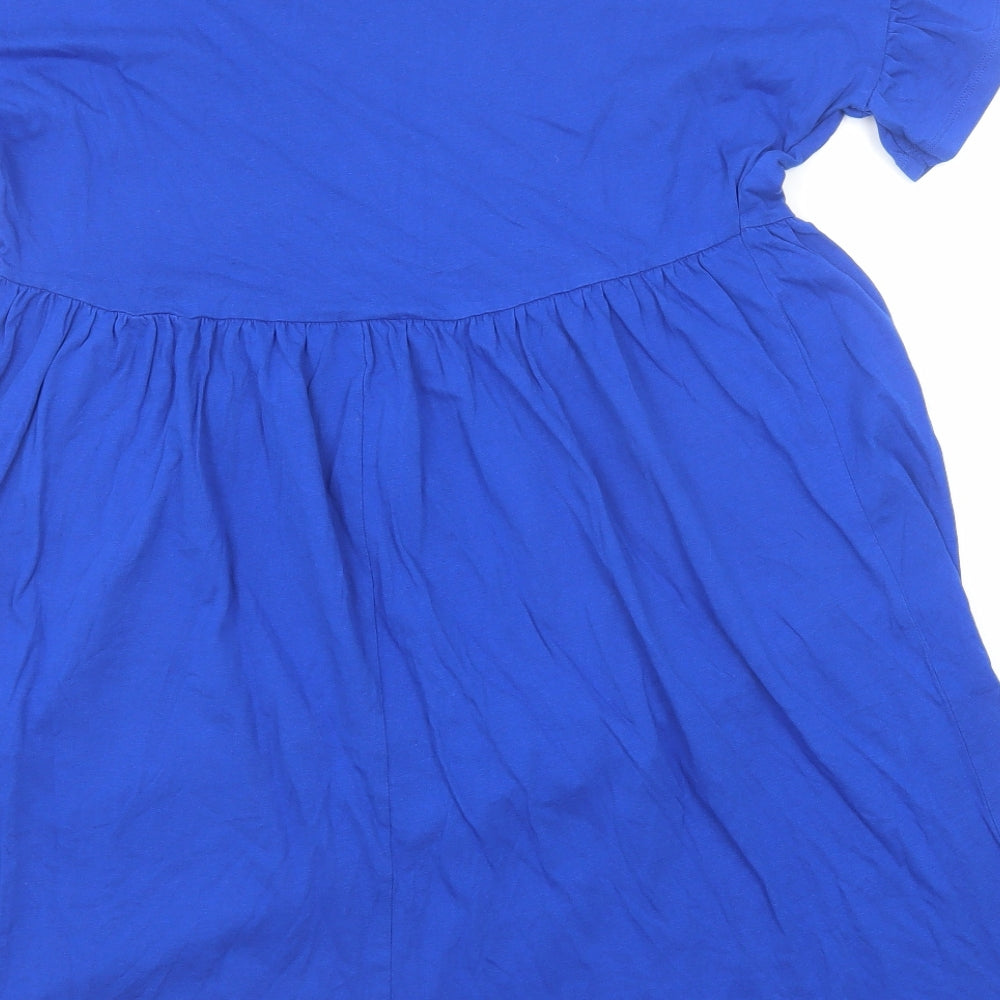New Look Womens Blue Cotton A-Line Size 10 Round Neck Pullover