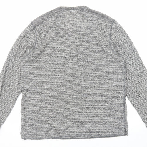 Boston Crew Mens Grey Cotton T-Shirt Size L Crew Neck Button
