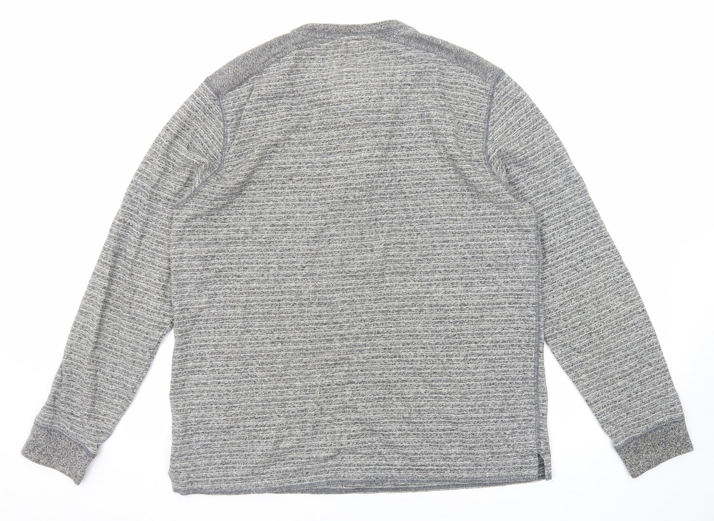 Boston Crew Mens Grey Cotton T-Shirt Size L Crew Neck Button