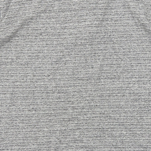 Boston Crew Mens Grey Cotton T-Shirt Size L Crew Neck Button