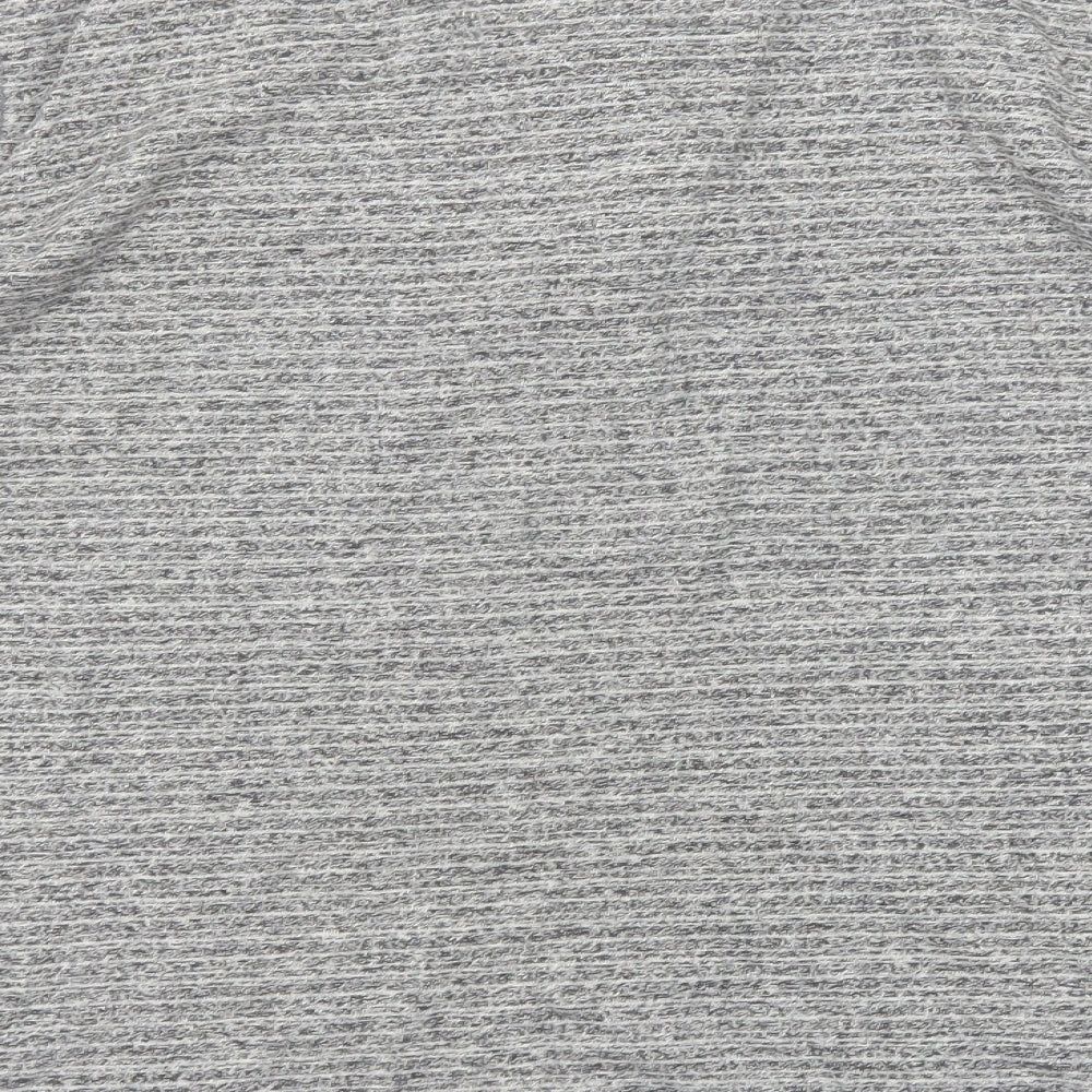 Boston Crew Mens Grey Cotton T-Shirt Size L Crew Neck Button