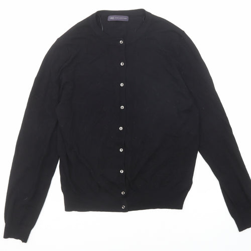 Marks and Spencer Womens Black Round Neck Viscose Cardigan Jumper Size 14