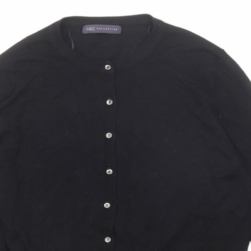 Marks and Spencer Womens Black Round Neck Viscose Cardigan Jumper Size 14
