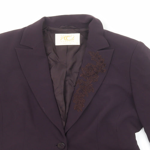 Country Casuals Womens Purple Jacket Blazer Size 12 Button - Lace Embroidery