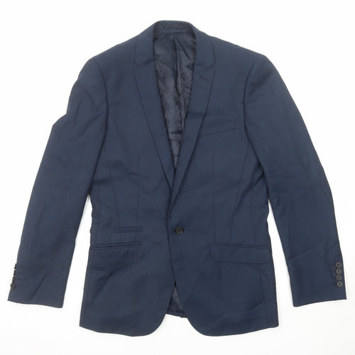 Harry Brown Mens Blue Polyester Jacket Suit Jacket Size 36 Regular