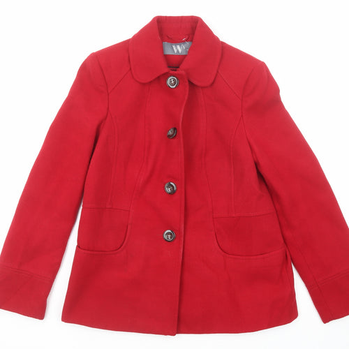 BHS Womens Red Pea Coat Coat Size 10 Button