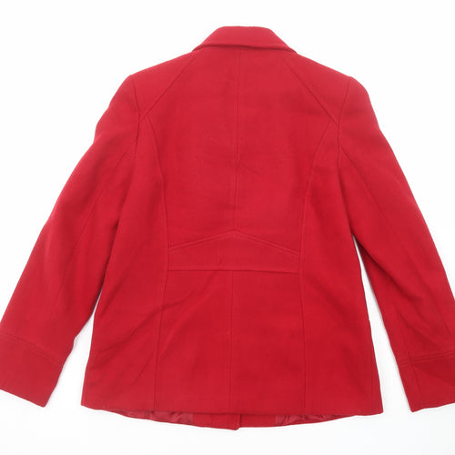 BHS Womens Red Pea Coat Coat Size 10 Button