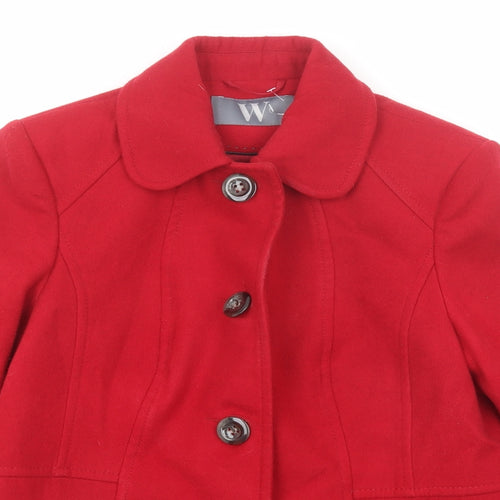 BHS Womens Red Pea Coat Coat Size 10 Button