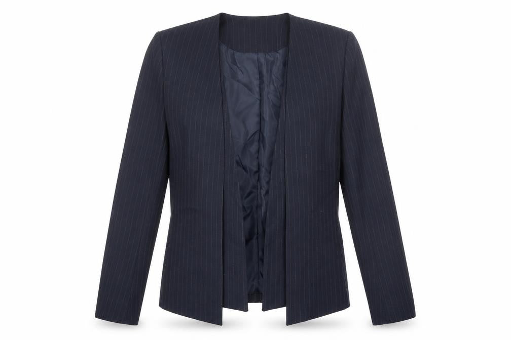 Next Womens Blue Striped Polyester Jacket Blazer Size 12 - Open