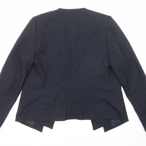 NEXT Womens Blue Striped Polyester Jacket Blazer Size 12 - Open