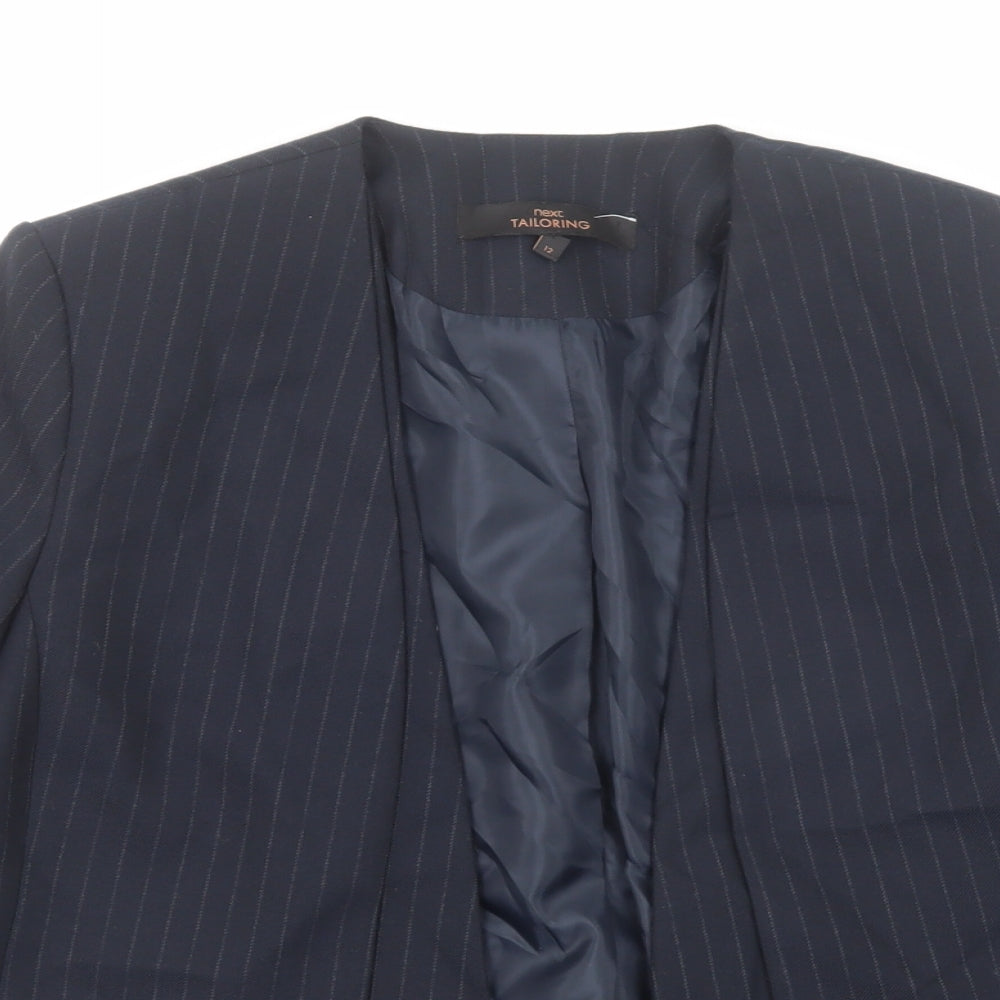 NEXT Womens Blue Striped Polyester Jacket Blazer Size 12 - Open