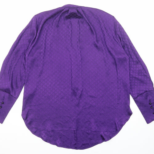 Principles Womens Purple Geometric Polyester Basic Blouse Size 12 V-Neck