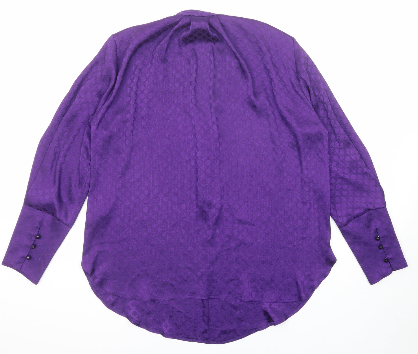 Principles Womens Purple Geometric Polyester Basic Blouse Size 12 V-Neck