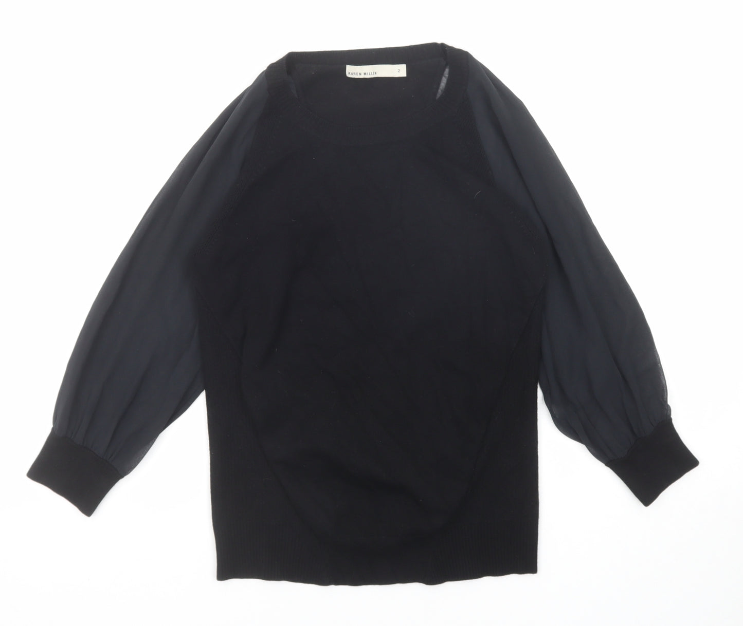 Karen Millen Womens Black Round Neck Acrylic Pullover Jumper Size S
