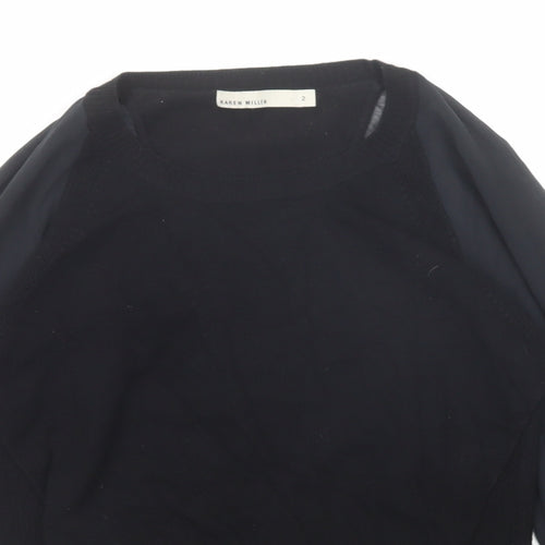 Karen Millen Womens Black Round Neck Acrylic Pullover Jumper Size S