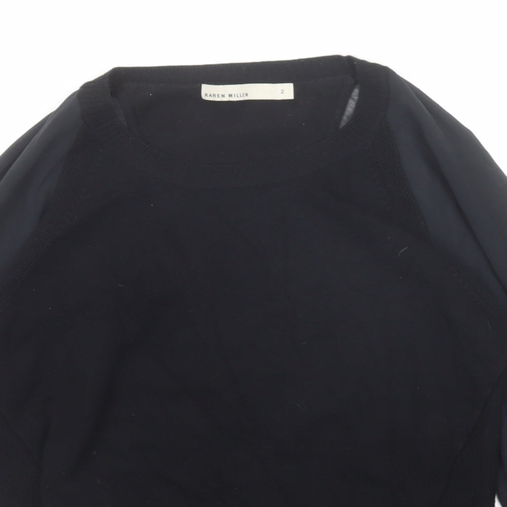 Karen Millen Womens Black Round Neck Acrylic Pullover Jumper Size S