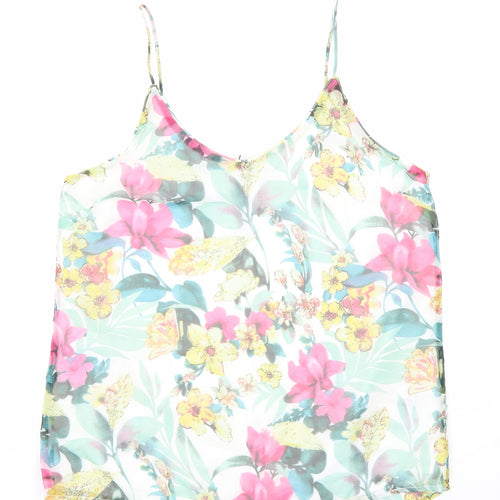 VERO MODA Womens Multicoloured Floral Polyester Camisole Tank Size M Scoop Neck