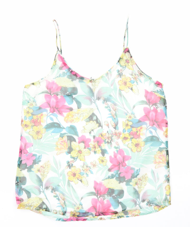 VERO MODA Womens Multicoloured Floral Polyester Camisole Tank Size M Scoop Neck