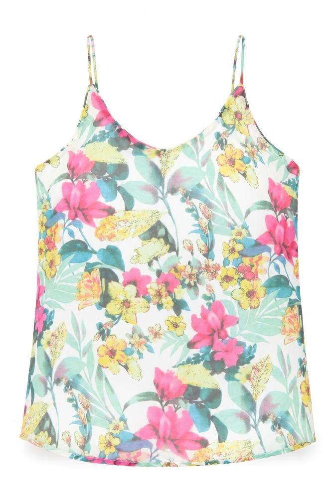 VERO MODA Womens Multicoloured Floral Polyester Camisole Tank Size M Scoop Neck