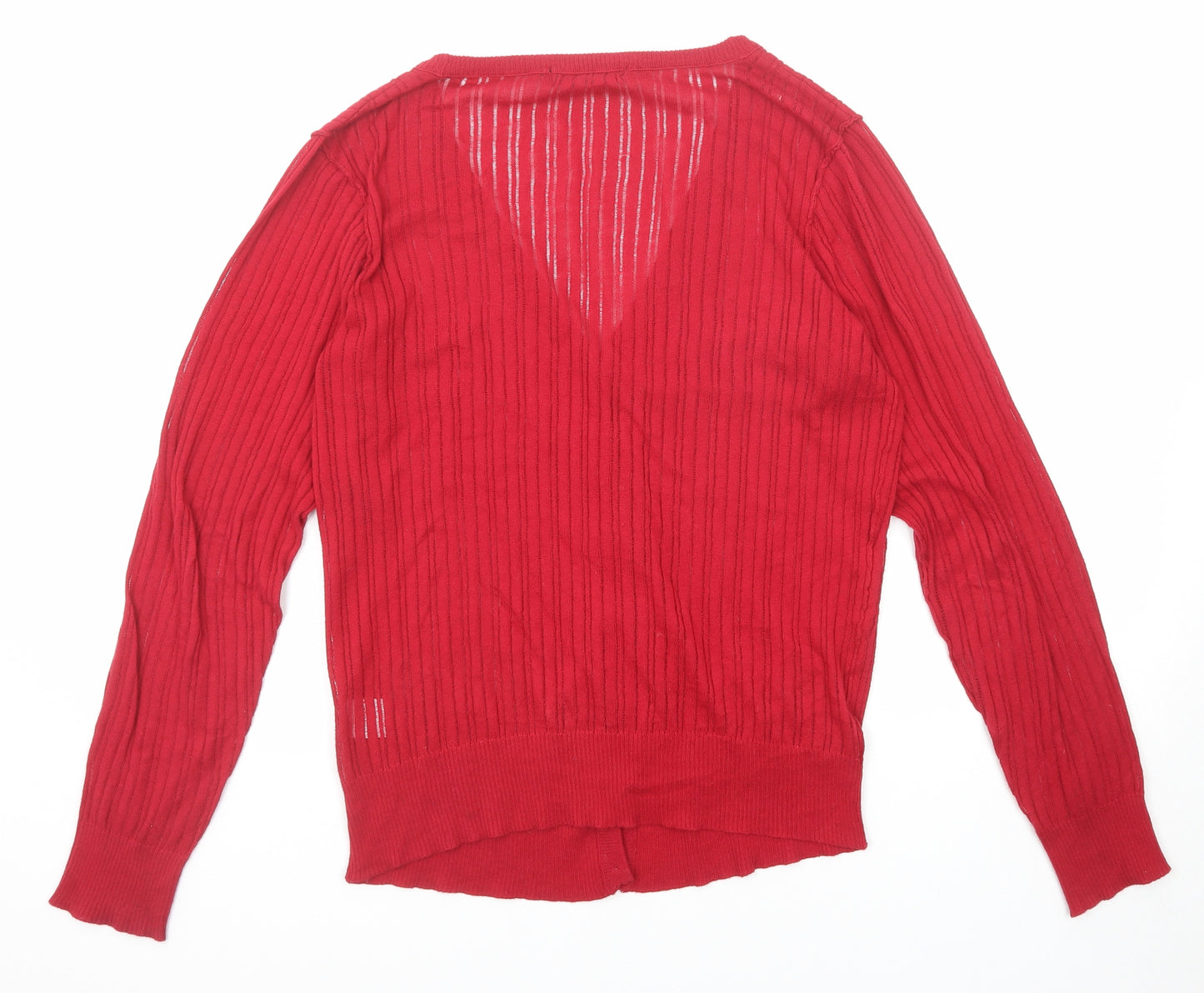 Sirup Womens Red V-Neck Cotton Cardigan Jumper Size L