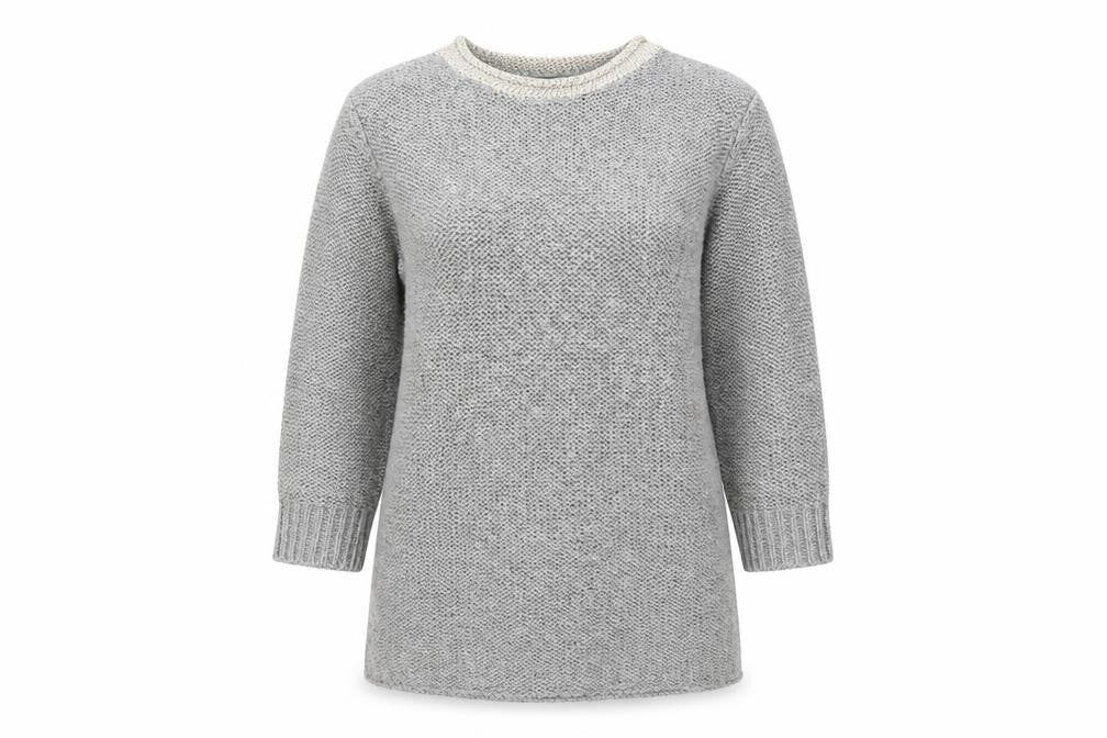 Mango Womens Grey Round Neck Polyester Pullover Jumper Size M