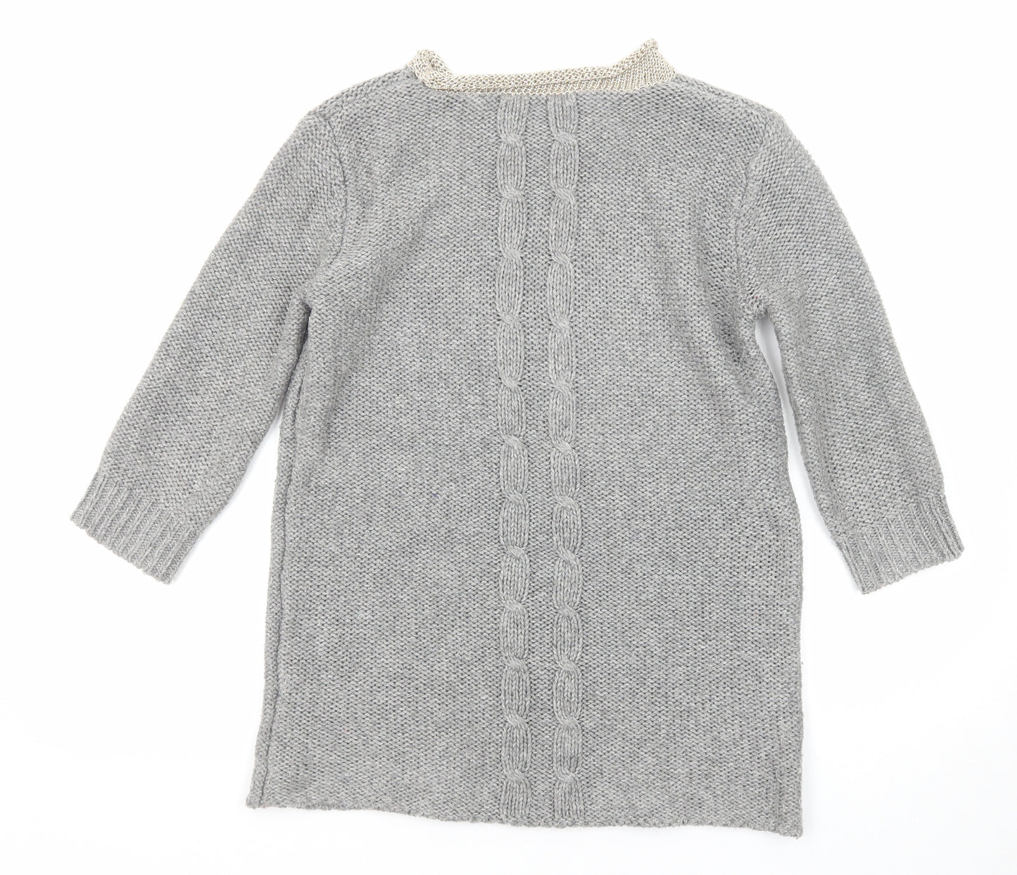 Mango Womens Grey Round Neck Polyester Pullover Jumper Size M