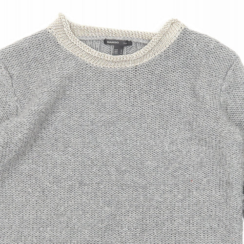 Mango Womens Grey Round Neck Polyester Pullover Jumper Size M