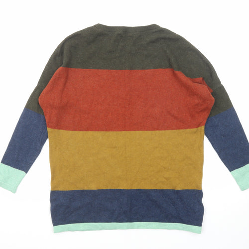 Brakeburn Womens Multicoloured Round Neck Striped Cotton Pullover Jumper Size 8