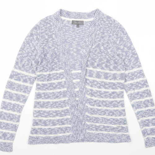 Per Una Womens Blue V-Neck Striped Cotton Cardigan Jumper Size 10