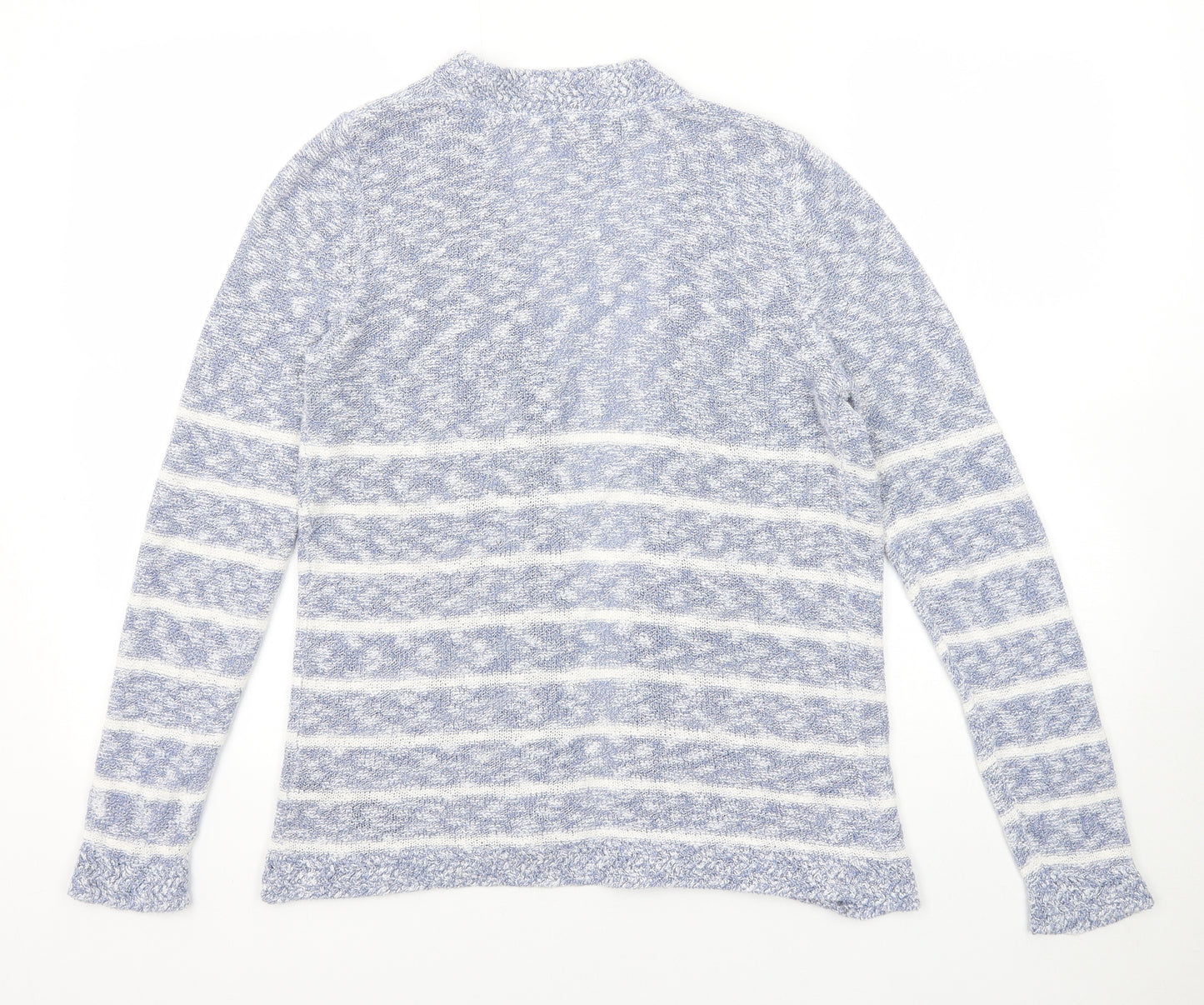 Per Una Womens Blue V-Neck Striped Cotton Cardigan Jumper Size 10