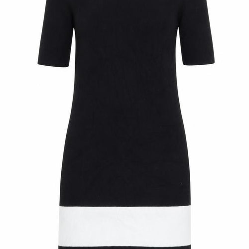 M&Co Womens Black Colourblock Viscose A-Line Size 12 Round Neck Zip