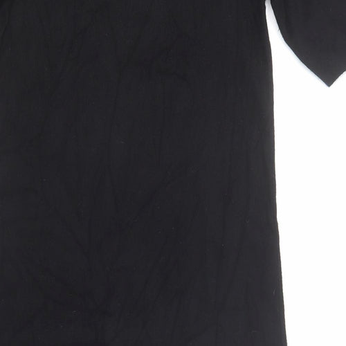 M&Co Womens Black Colourblock Viscose A-Line Size 12 Round Neck Zip