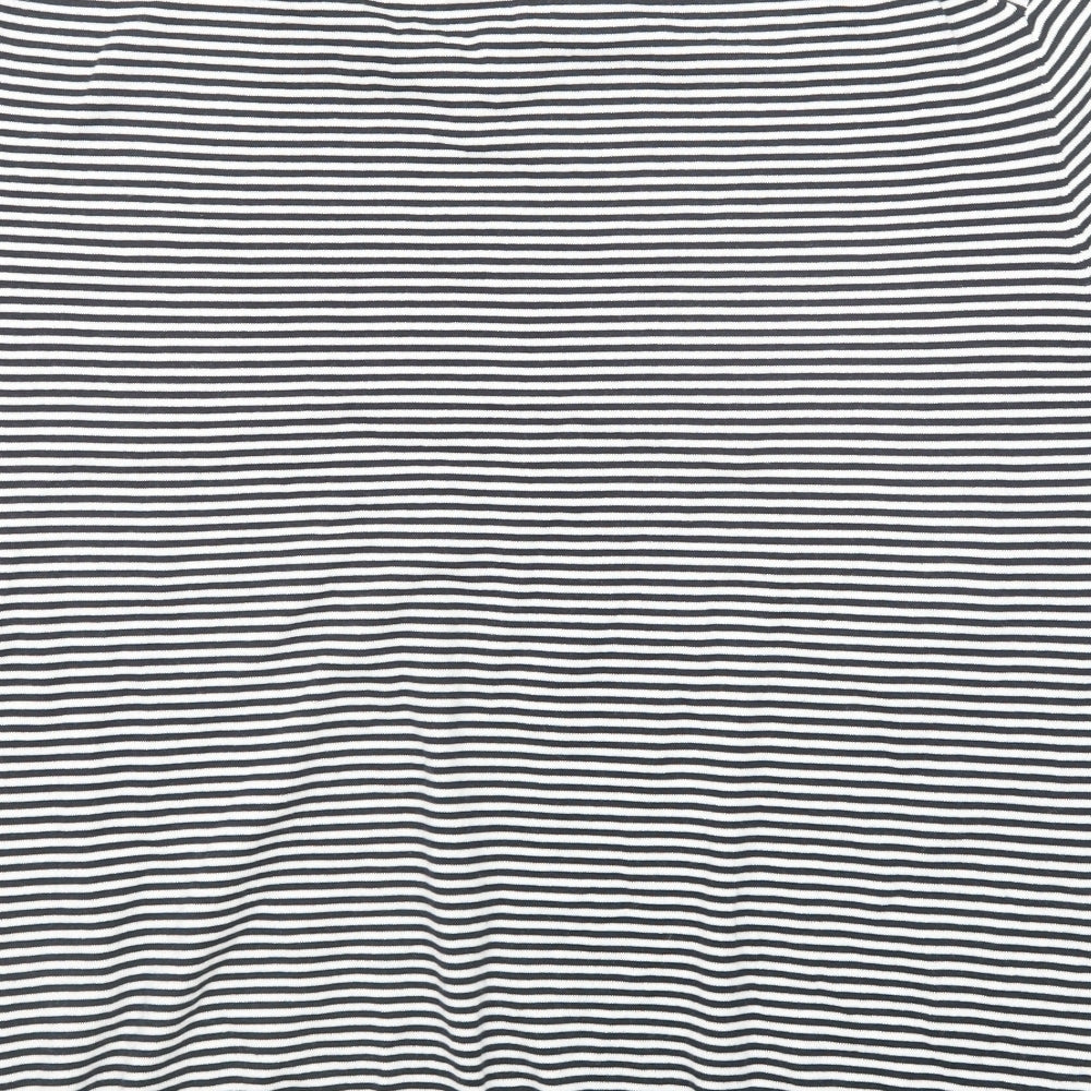 Autograph Mens Black Collared Striped Cotton Pullover Jumper Size 2XL Short Sleeve