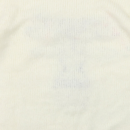 NEXT Womens White Round Neck Acrylic Pullover Jumper Size 14 - Reindeer Christmas