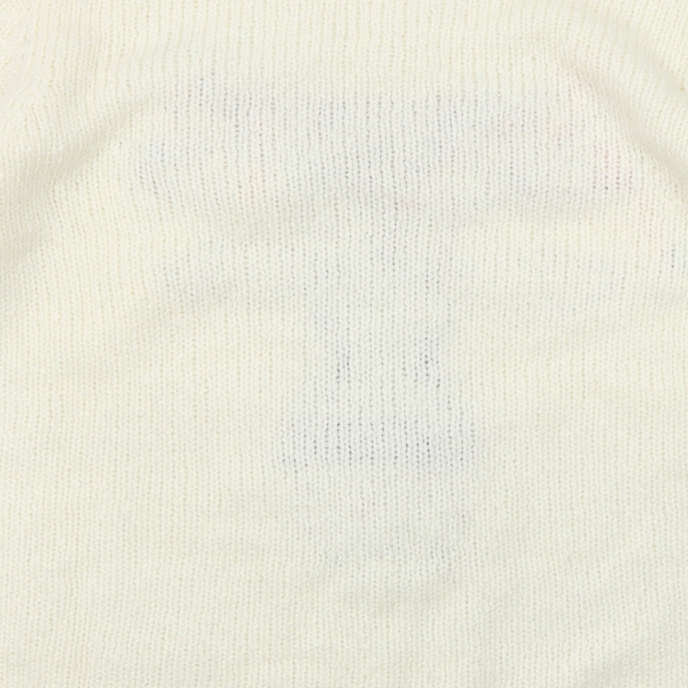 NEXT Womens White Round Neck Acrylic Pullover Jumper Size 14 - Reindeer Christmas