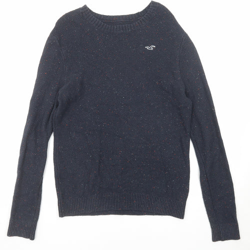 Hollister Mens Blue Roll Neck Cotton Pullover Jumper Size S Long Sleeve