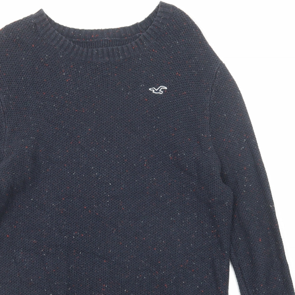 Hollister Mens Blue Roll Neck Cotton Pullover Jumper Size S Long Sleeve