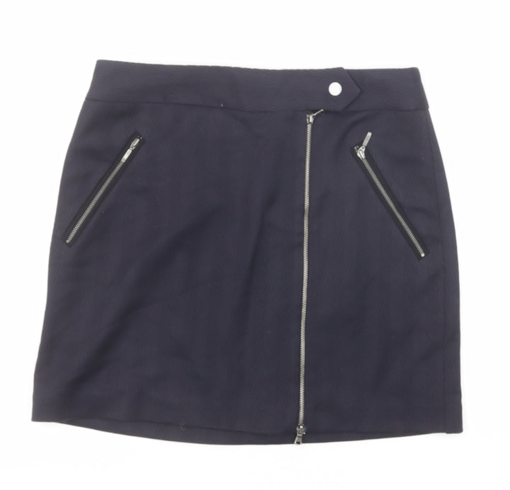 NEXT Womens Blue Polyester A-Line Skirt Size 8 Zip