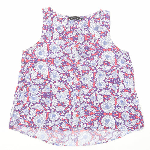 New Look Womens Multicoloured Floral Viscose Camisole Button-Up Size 12 Round Neck