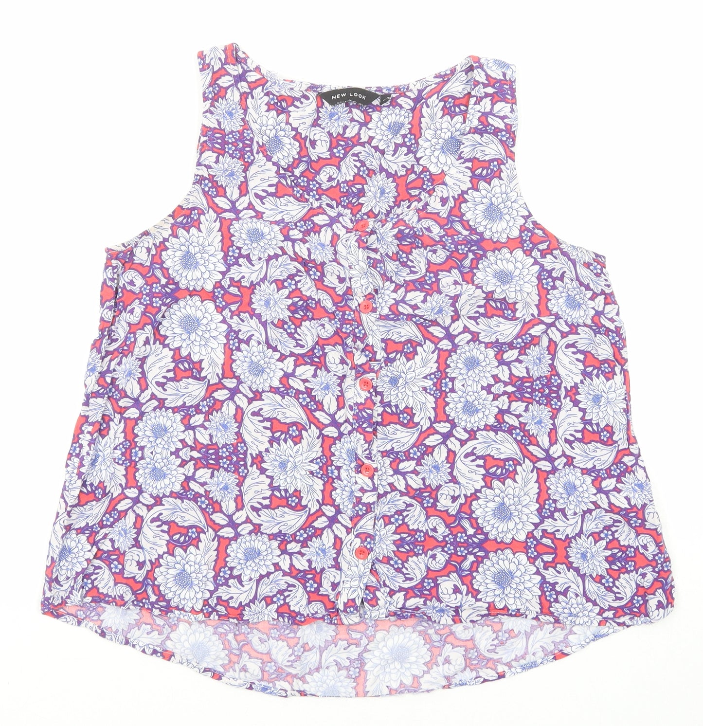 New Look Womens Multicoloured Floral Viscose Camisole Button-Up Size 12 Round Neck