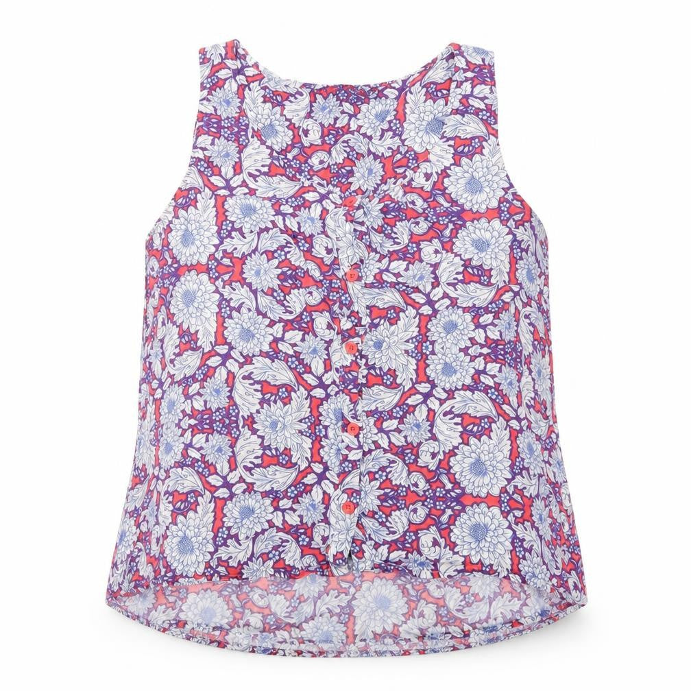 New Look Womens Multicoloured Floral Viscose Camisole Button-Up Size 12 Round Neck