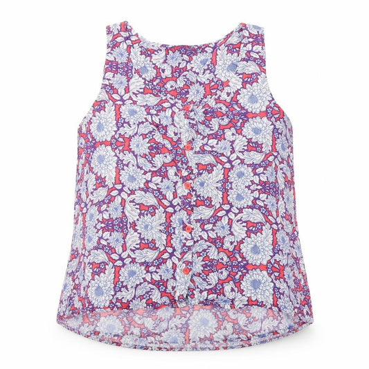 Front view of New Look women’s multicoloured floral viscose camisole button-up, size UK 12, round neck