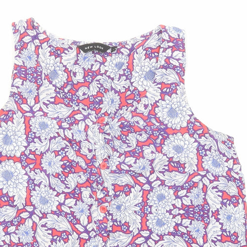 New Look Womens Multicoloured Floral Viscose Camisole Button-Up Size 12 Round Neck