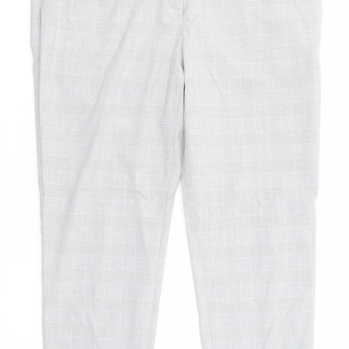 H&M Womens Grey Check Polyester Dress Pants Trousers Size 14 Regular Zip