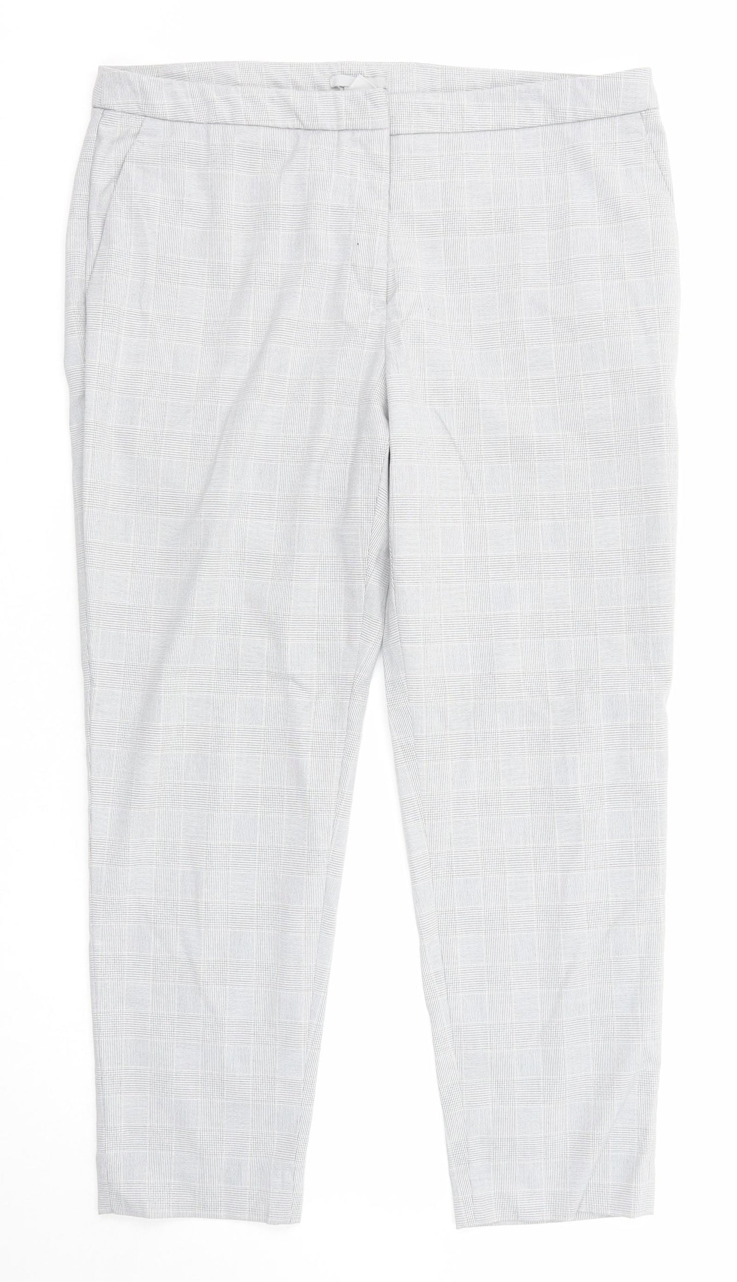 H&M Womens Grey Check Polyester Dress Pants Trousers Size 14 Regular Zip