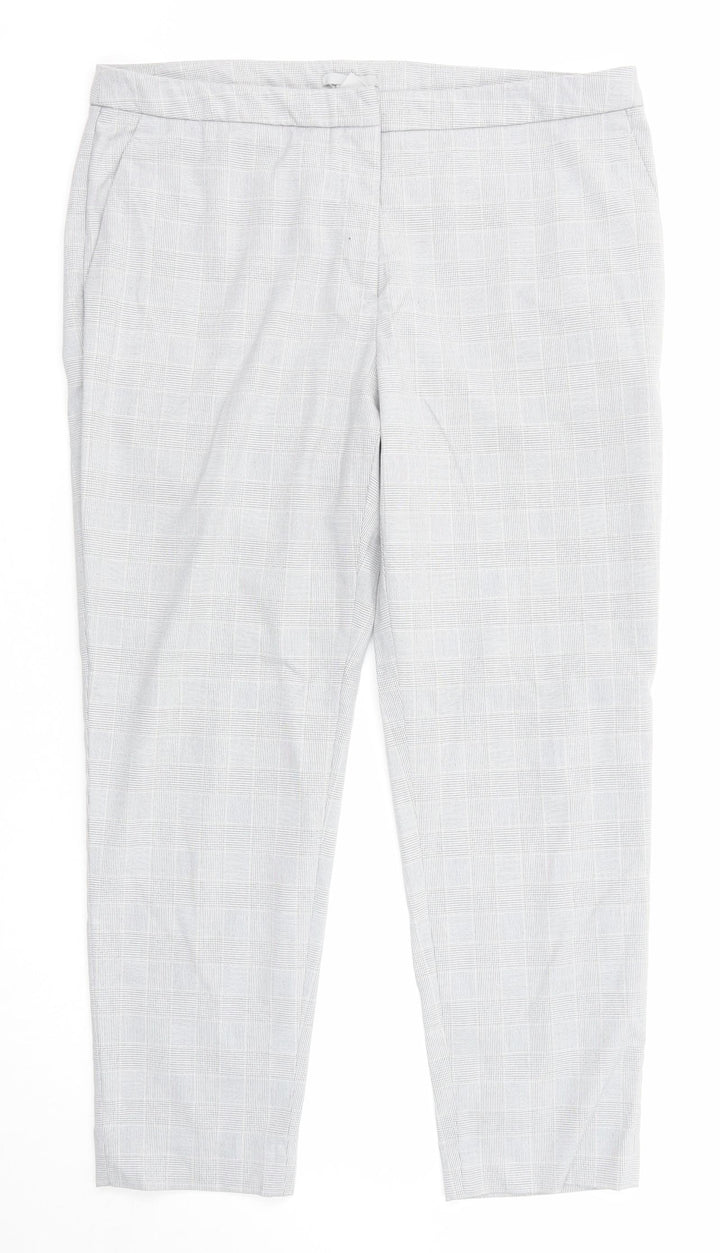 H&M Womens Grey Check Polyester Dress Pants Trousers Size 14 Regular Zip