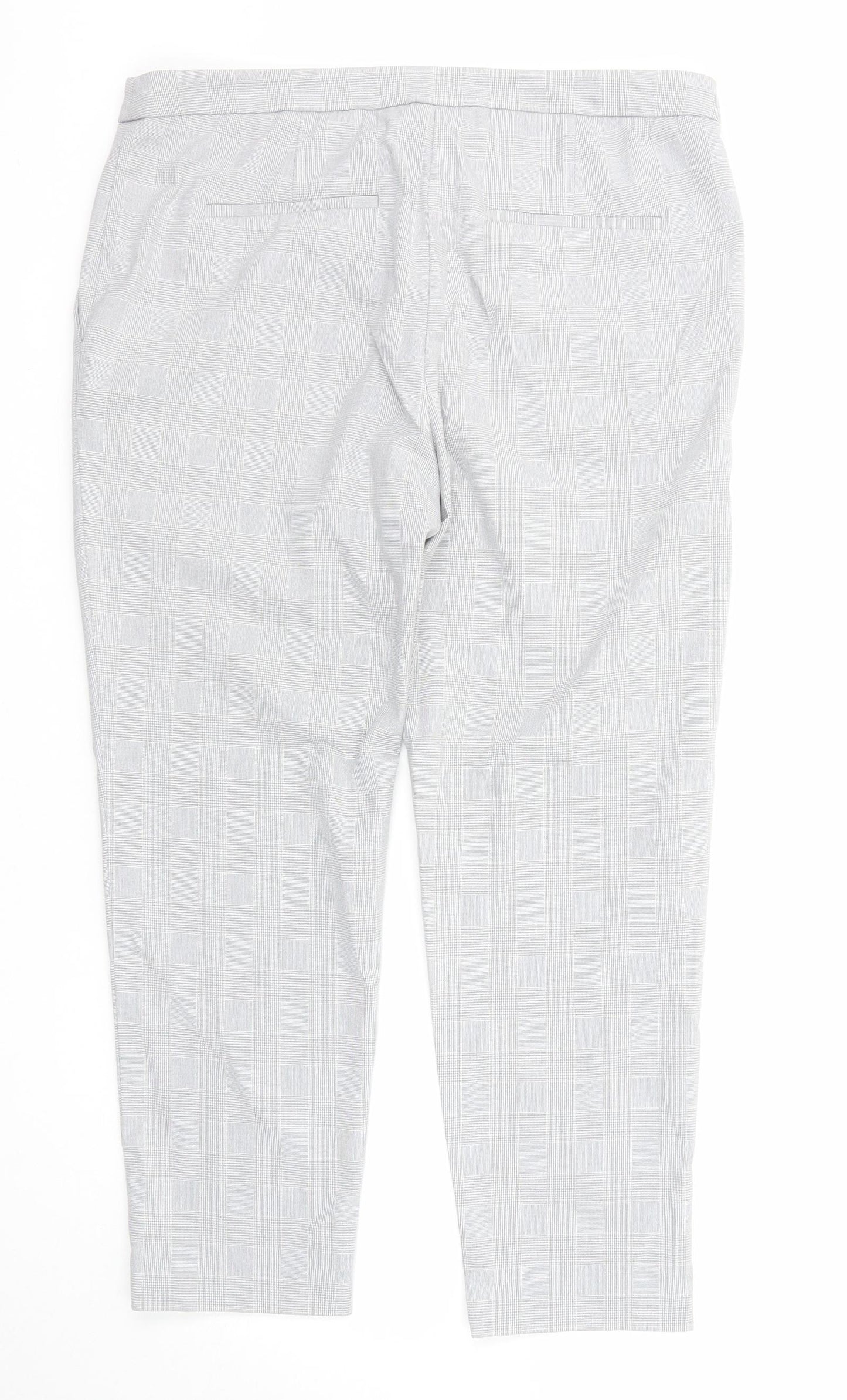 H&M Womens Grey Check Polyester Dress Pants Trousers Size 14 Regular Zip
