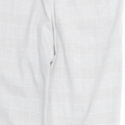 H&M Womens Grey Check Polyester Dress Pants Trousers Size 14 Regular Zip