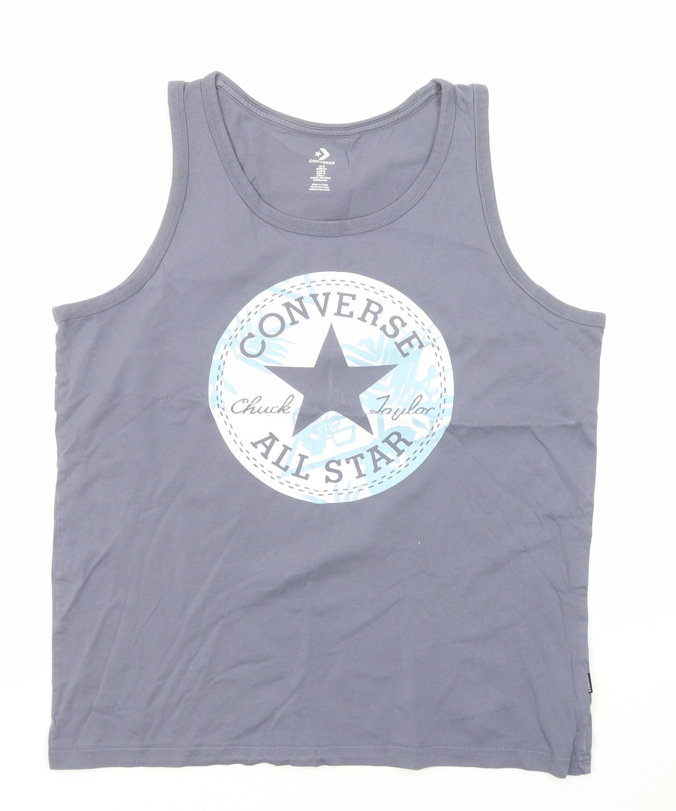 Converse Mens Grey Cotton T-Shirt Size M Round Neck